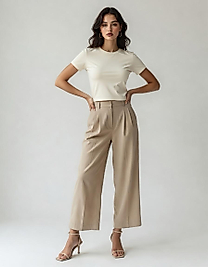 Premium Crop Bisiklet Yaka T-Shirt