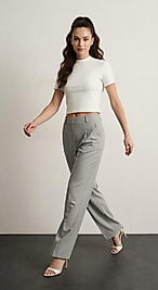 Premium Crop Bisiklet Yaka T-Shirt